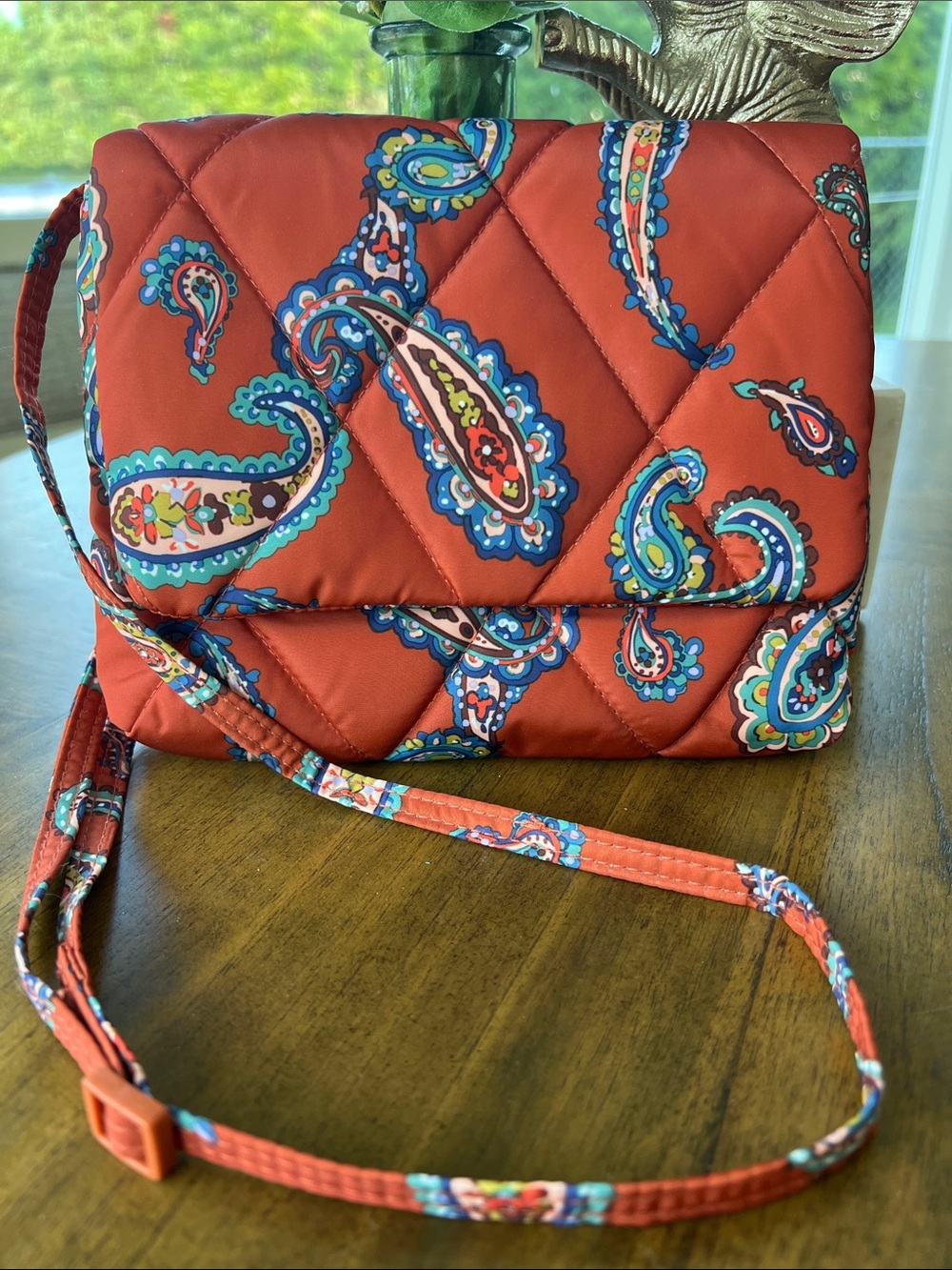 Vera Bradley Rust / Brown Quilted Paisley Crossbody